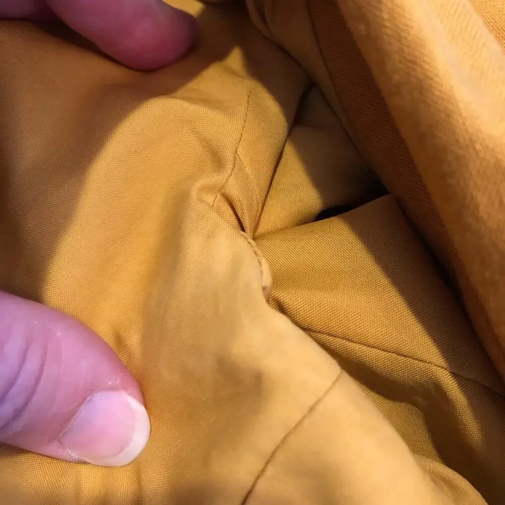 Ann Taylor Factory gold mustard linen blend open front blazer size 8